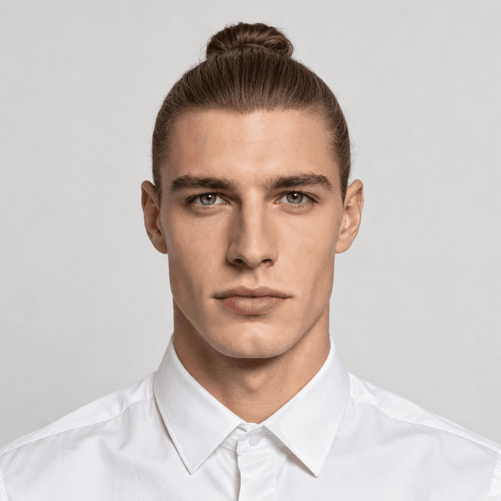 Man Bun men's hairstyle reference image